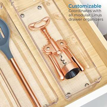 iDesign Utensil Holder and Silverware Organizer for Kitchen Utensils and Countertop Storage, The Linus Collection – Set of 2, 4" x 12" x 3", Clear