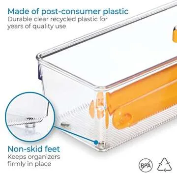 iDesign Utensil Holder and Silverware Organizer for Kitchen Utensils and Countertop Storage, The Linus Collection – Set of 2, 4" x 12" x 3", Clear