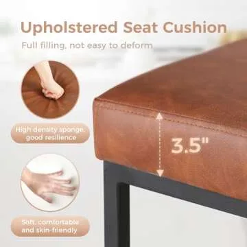 MAISON ARTS Bar Stools Set of 4, 24 Inch Counter Height Barstools with Back, Modern Upholstered Faux Leather Bar Chairs for Kitchen Island & Home Bar, Metal Steel Frame, Support 330LBS, Brown