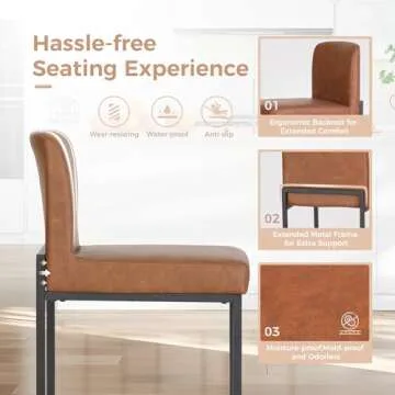 MAISON ARTS Bar Stools Set of 4, 24 Inch Counter Height Barstools with Back, Modern Upholstered Faux Leather Bar Chairs for Kitchen Island & Home Bar, Metal Steel Frame, Support 330LBS, Brown