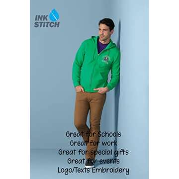 Custom INK STITCH Hoodie - Unisex Zip Up Jacket Black