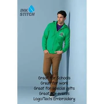 Custom INK STITCH Hoodie - Unisex Zip Up Jacket Black