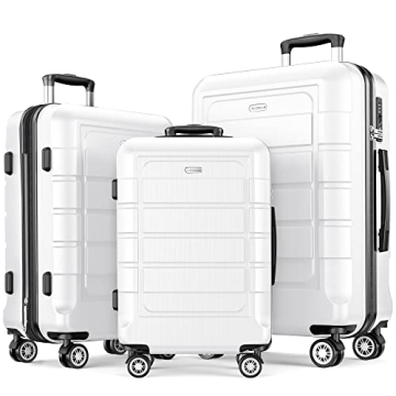 SHOWKOO Luggage Sets Expandable PC+ABS Durable Suitcase Sets