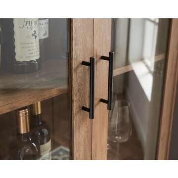 Home Source 71.5" Tall Kitchen Pantry Storage Cabinet with Glass Doors and Shelves, Corner Cabinet Organizer with Drawers for Kitchen, Farmhouse, Living Room, Reclaimed Barnwood