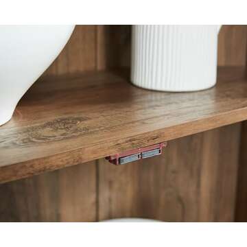 Home Source 71.5" Tall Kitchen Pantry Storage Cabinet with Glass Doors and Shelves, Corner Cabinet Organizer with Drawers for Kitchen, Farmhouse, Living Room, Reclaimed Barnwood