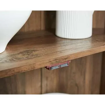 Home Source 71.5" Tall Kitchen Pantry Storage Cabinet with Glass Doors and Shelves, Corner Cabinet Organizer with Drawers for Kitchen, Farmhouse, Living Room, Reclaimed Barnwood