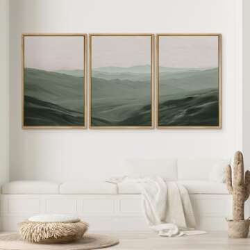 SIGNWIN Framed Canvas Print Wall Art Set Rolling Green Mountain Hill Environment Nature Wilderness P...