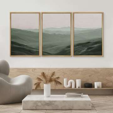 SIGNWIN Framed Canvas Print Wall Art Set Rolling Green Mountain Hill Environment Nature Wilderness Photography Modern Art Chic Landscape for Living Room, Bedroom, Office - 24"x36"x3 Natural