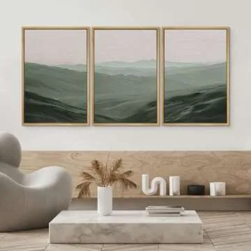 SIGNWIN Framed Canvas Print Wall Art Set Rolling Green Mountain Hill Environment Nature Wilderness Photography Modern Art Chic Landscape for Living Room, Bedroom, Office - 24"x36"x3 Natural