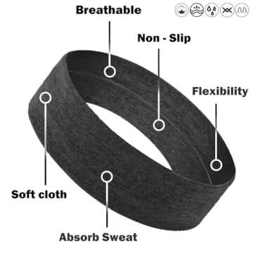 IVARYSS Workout Headbands for Women Non Slip, Premium Stretchy Soft Fabric Head Bands for Women's Hair, Wear for Yoga, Running, Sport, 6 Pack, Neutral Color