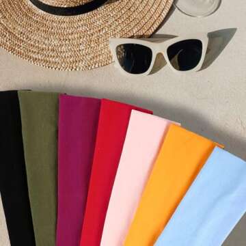 IVARYSS Workout Headbands for Women Non Slip, Premium Stretchy Soft Fabric Head Bands for Women's Hair, Wear for Yoga, Running, Sport, 6 Pack, Neutral Color