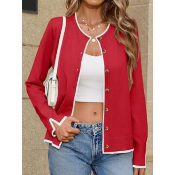 MEROKEETY Women's 2024 Fall Long Sleeve Lightweight Cardigan Sweaters Casual Crew Neck Button Trendy...
