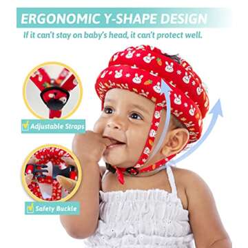 Baby Helmet for Crawling Walking Baby Head Protector - Head Protection for Infant Baby No Bumps and Soft Cushion Safety Headguard I Toddler Inflatable Helmets 1-2 Years Old, 6-12 Months