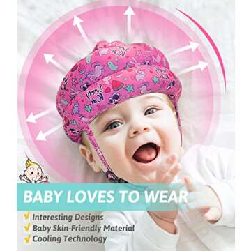 Baby Helmet for Crawling Walking Baby Head Protector - Head Protection for Infant Baby No Bumps and Soft Cushion Safety Headguard I Toddler Inflatable Helmets 1-2 Years Old, 6-12 Months