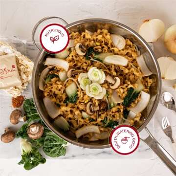 A-SHA Healthy Ramen Noodles, Extra-Wide Knife Cut Style Noodles with Spicy Fennel Sauce, Vegetarian Noodles, Flat, Extra-Wide Noodles, 1 Bag, 4 Servings