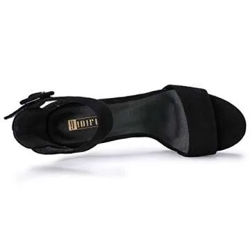 IDIFU IN5 Sabrina Black Heels Platform Heels Block Heels Chunky High Heeled Sandals for Women Sexy Ankle Strap Heels Wedding Party Dress Shoes Open Toe Heels(Black Suede 5.5)