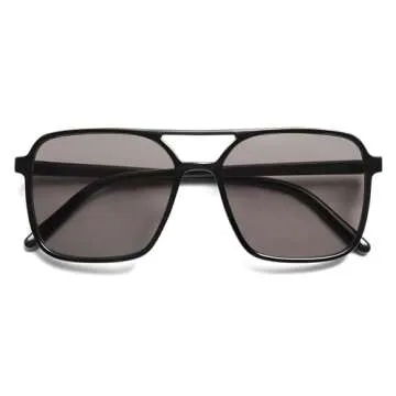 SOJOS Trendy Vintage Aviator Square Sunglasses For Womens Mens Retro 70s UV400 Women Sun Glasses SJ2327 Black Grey