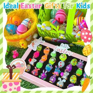 AIVEI Easter Egg Fillers Light Up Rings - 28-Piece Glow in the Dark Party Favors, Easter Basket Stuffers Toys Gifts for Kids Teens Girls Boys