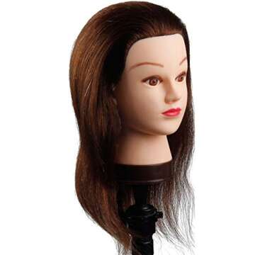 Mannequin Head Hair Styling Manikin Head With Human Hair for Braiding Hairdresser Training Head with Clamp Stand
