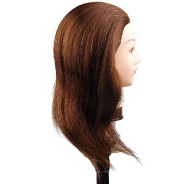 Mannequin Head Hair Styling Manikin Head With Human Hair for Braiding Hairdresser Training Head with Clamp Stand