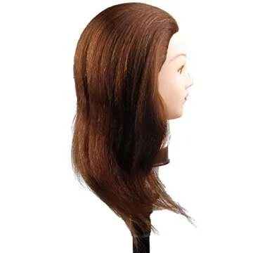 Mannequin Head Hair Styling Manikin Head With Human Hair for Braiding Hairdresser Training Head with Clamp Stand