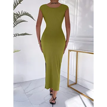SOLY HUX Bodycon Dress with V Neck Cutout for Summer Fashion