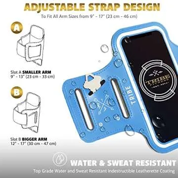TRIBE Water Resistant Cell Phone Armband Case Running Holder for iPhone Pro Max Plus Mini SE (13/12/11/X/XS/XR/8/7/6/5) Galaxy S Ultra Plus Edge Note (21/20/10/9/8/7/6/5) Adjustable Strap & Key Pocket