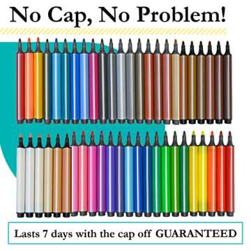 The Pencil Grip Magic Tri Stix, Non-Toxic and Washable Markers For Kids, 48 set, 36 Rainbow + 12 Global Skin Tone Markers, TPG-390