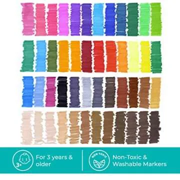 The Pencil Grip Magic Tri Stix, Non-Toxic and Washable Markers For Kids, 48 set, 36 Rainbow + 12 Global Skin Tone Markers, TPG-390