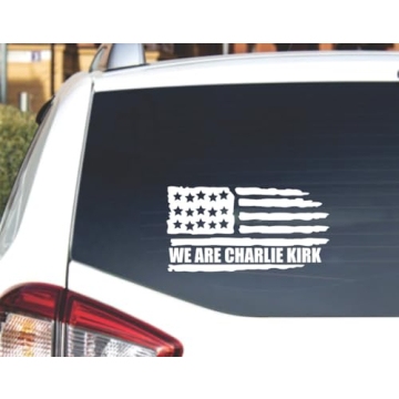 We are Charlie Kirk Funny Car Vinyl Bumper Sticker Decal | 8.5" White