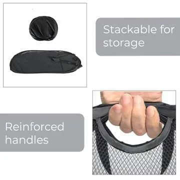 Smart Design Deluxe Mesh Pop Up Square Laundry Hamper w/ Side Pocket & Handles - VentilAir Fabric Collapsible Design - for Clothes & Laundry - Home - (Holds 2 Loads) (14 x 23 Inch) [Black]