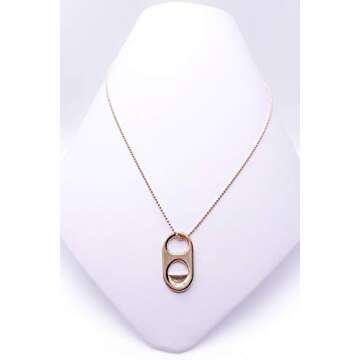 LESLIE BOULES 18K Gold Plated Soda Cap Pendant Necklace for Women Trendy Jewelry