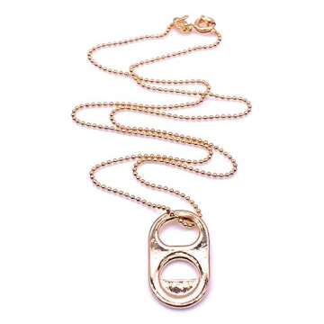 LESLIE BOULES 18K Gold Plated Soda Cap Pendant Necklace for Women Trendy Jewelry