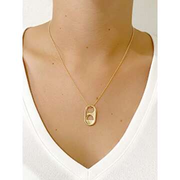 LESLIE BOULES 18K Gold Plated Soda Cap Pendant Necklace for Women Trendy Jewelry