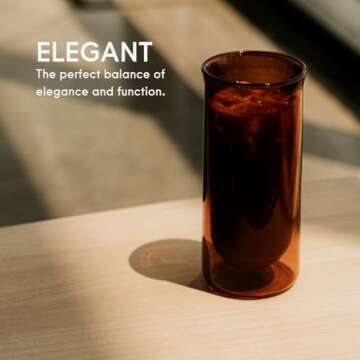 FLUR Iced Coffee Glass (Set of 2): Elegant Double-Walled Handmade Borosilicate Glasses - 15.5oz (Amb...