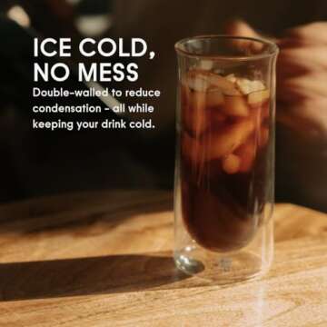 FLUR Double-Walled Iced Coffee Glass Set - 15.5oz