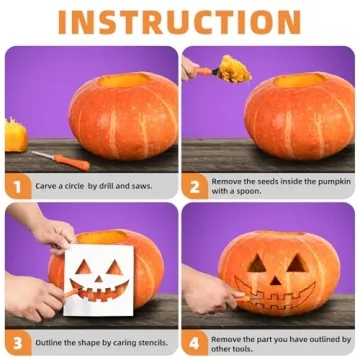 12PCS Halloween Pumpkin Carving Kit with Stencils and Tools