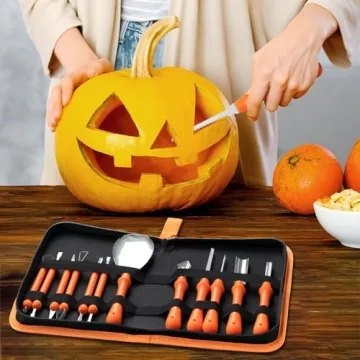 12PCS Halloween Pumpkin Carving Kit with Stencils and Tools