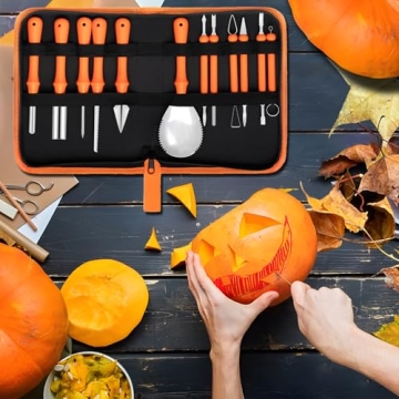 12PCS Halloween Pumpkin Carving Kit with Stencils and Tools