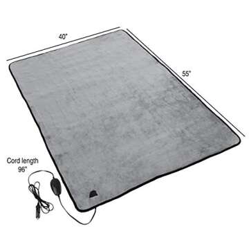 Stalwart Electric Car Blanket - Heated 12V Fleece Throw with 3 Settings, LED Indicators, and Timer f...