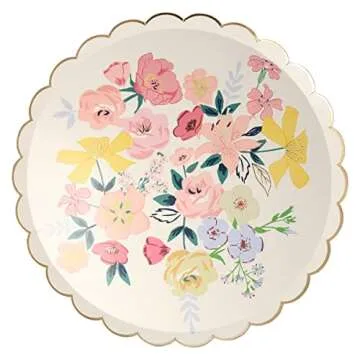 Meri Meri Floral Paper Plates (Pack of 8), Disposable Plates for Party, Floral Plates Available as Paper Dinner Plates & Side Plates with Scalloped Edges