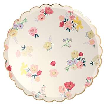 Meri Meri Floral Paper Plates (Pack of 8), Disposable Plates for Party, Floral Plates Available as Paper Dinner Plates & Side Plates with Scalloped Edges