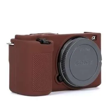 Pocoukate Camera Case for Sony ZV-E10 / ZV-E10L, Vlog Style Alpha ZV-E10 ZV-E10L Digital Camera Anti-Scratch Slim Fit Soft DSLR Camera Sleeve with Screen Protector (Coffee)