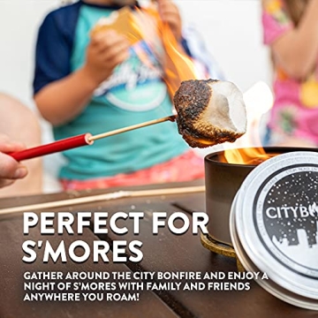 City Bonfires Portable Fire Pit - Mini Fire Pit, Table Top Firepit, No Wood, No Embers, 3-5 Hours of Burn Time - Food Safe for Smores - Lightweight, Emergency Heat, Camping Stove (2-Pack)