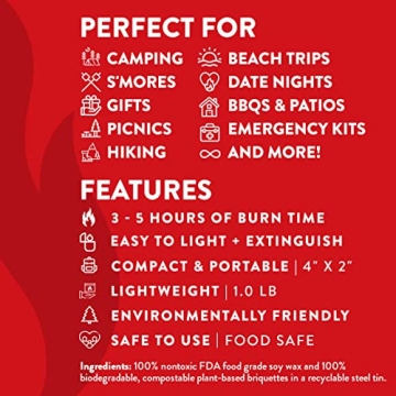 City Bonfires Portable Fire Pit - Mini Fire Pit, Table Top Firepit, No Wood, No Embers, 3-5 Hours of Burn Time - Food Safe for Smores - Lightweight, Emergency Heat, Camping Stove (2-Pack)