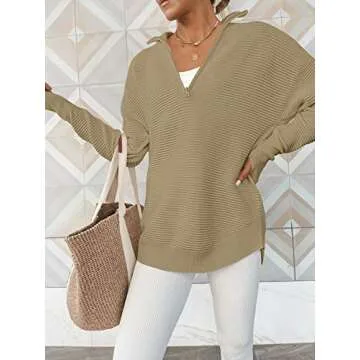 ANRABESS Women's 2025 Fall Long Sleeve Half Zip Casual Oversized Ribbed Knit Pullover Sweater Top Thumb Hole Trendy Outfits