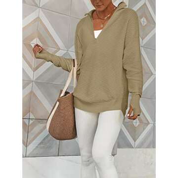 ANRABESS Women's 2025 Fall Long Sleeve Half Zip Casual Oversized Ribbed Knit Pullover Sweater Top Thumb Hole Trendy Outfits