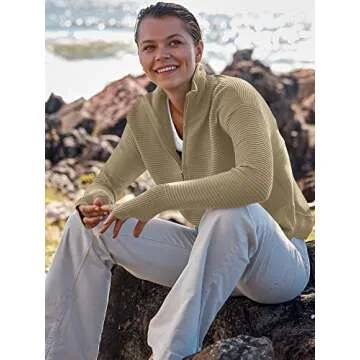 ANRABESS Women's 2025 Fall Long Sleeve Half Zip Casual Oversized Ribbed Knit Pullover Sweater Top Thumb Hole Trendy Outfits