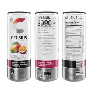 CELSIUS Sparkling Mango Passionfruit, Functional Essential Energy Drink 12 Fl Oz (Pack of 12)