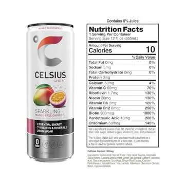 CELSIUS Sparkling Mango Passionfruit, Functional Essential Energy Drink 12 Fl Oz (Pack of 12)